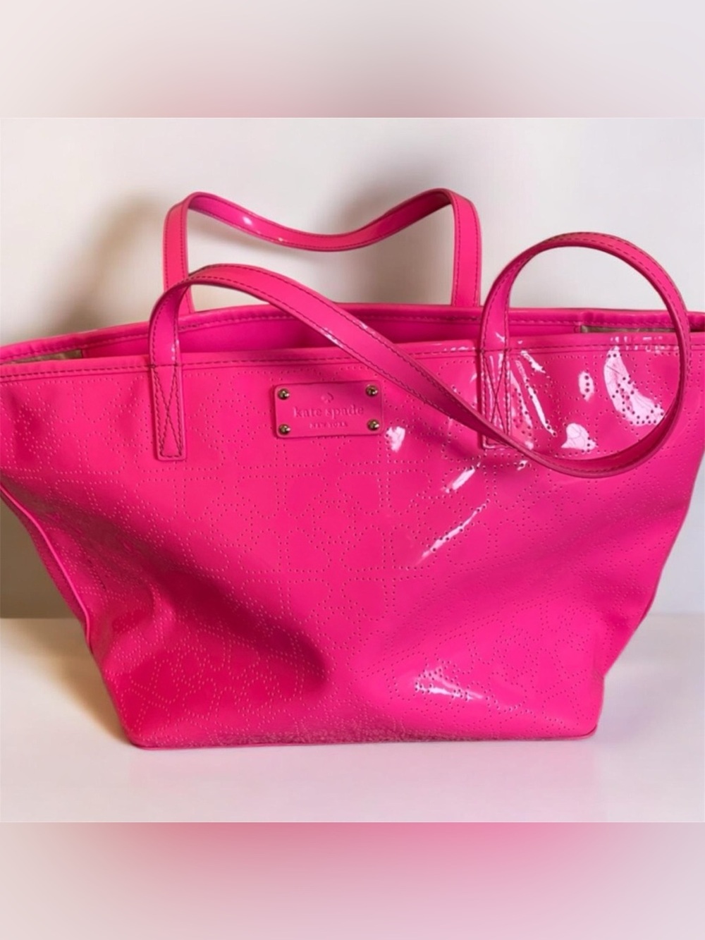 kate spade new york Molly Bikini Dot Large Women's Tote Bag - Neon Pink